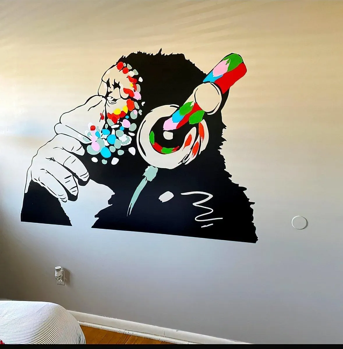 Primate Wall Decal - Contemplative Monkey Themed Wall Sticker for Kids Room Decoration