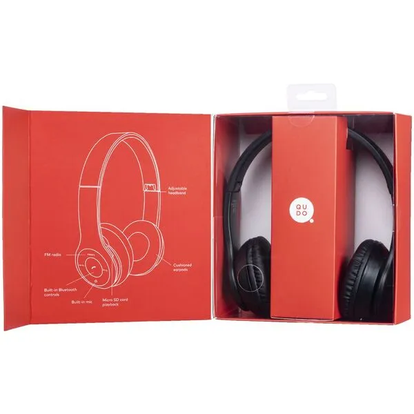 Qudo Black Wireless Headphones with Quick Charge