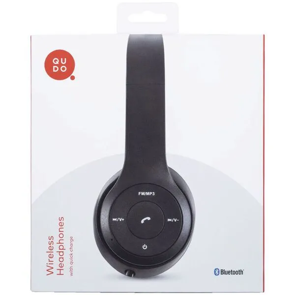 Qudo Black Wireless Headphones with Quick Charge