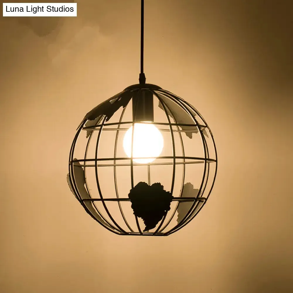 Retro Industrial Metal Globe Pendant Light Fixture - Perfect for Bars