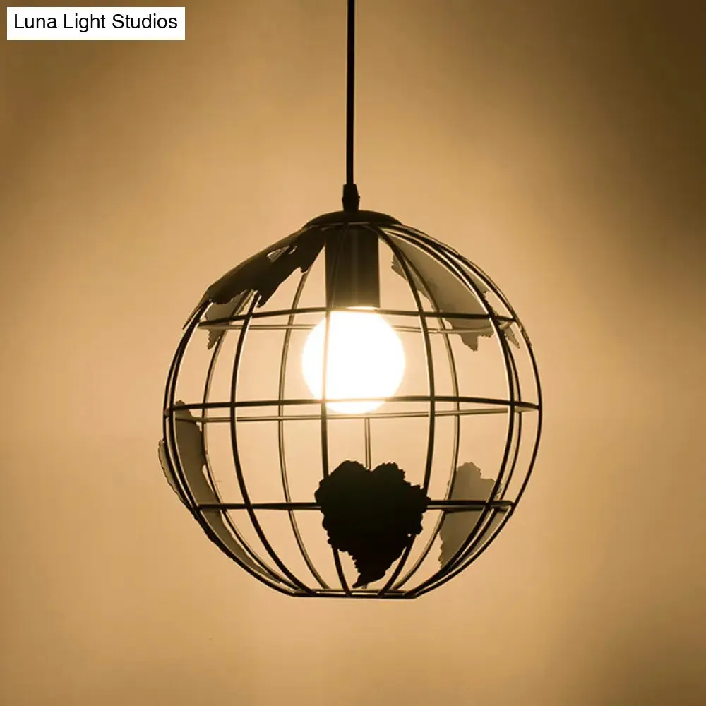 Retro Industrial Metal Globe Pendant Light Fixture - Perfect for Bars