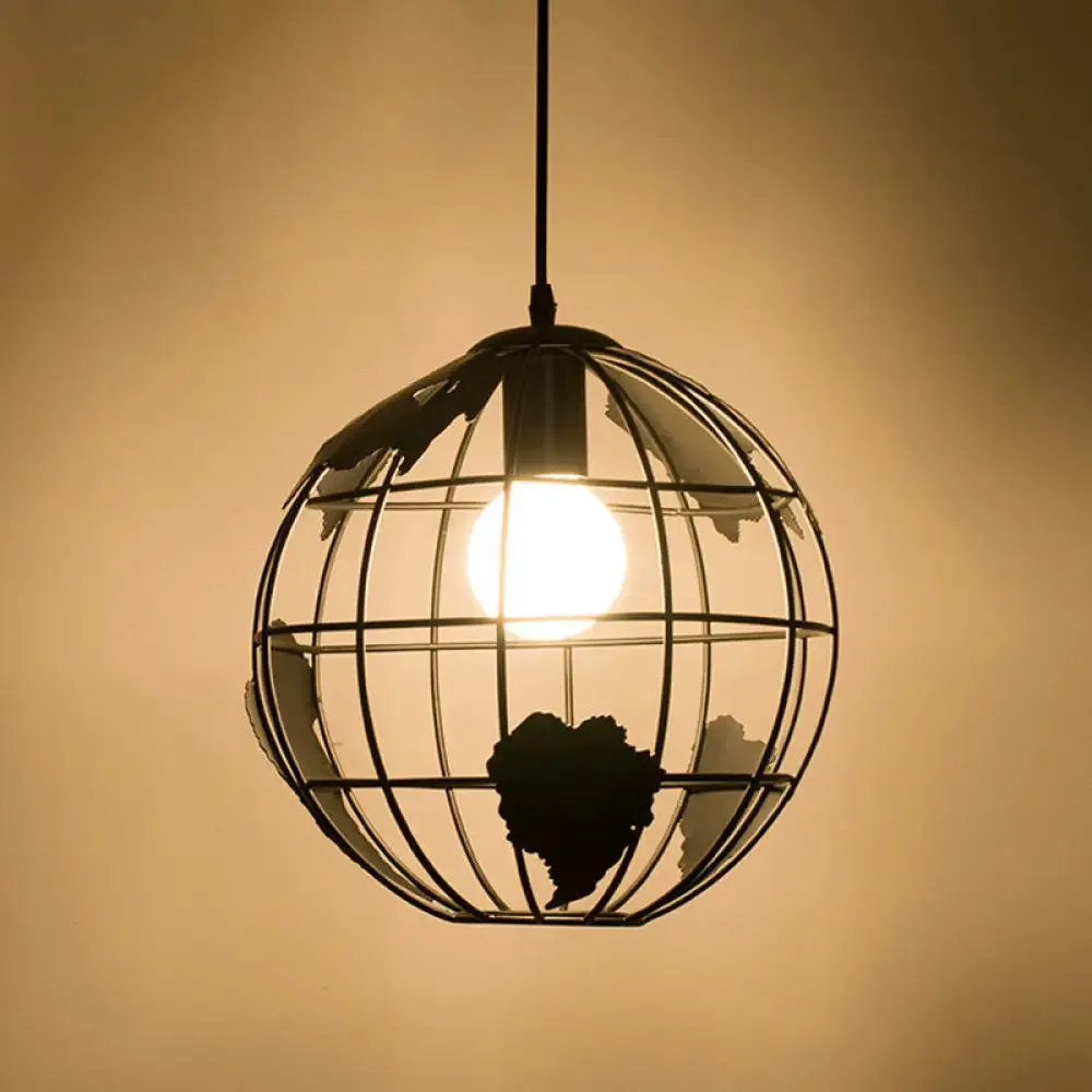 Retro Industrial Metal Globe Pendant Light Fixture - Perfect for Bars