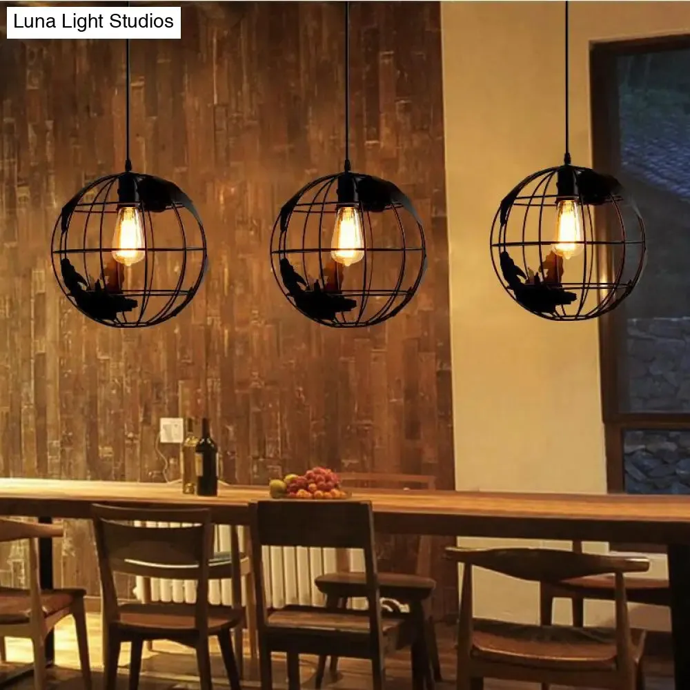 Retro Industrial Metal Globe Pendant Light Fixture - Perfect for Bars