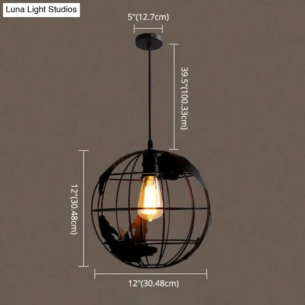 Retro Industrial Metal Globe Pendant Light Fixture - Perfect for Bars