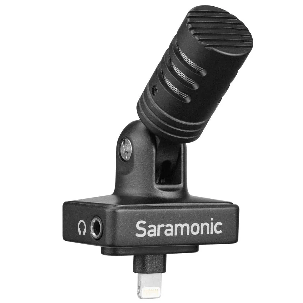 Saramonic SmartMic-Di Stereo Microphone with Lightning Connector for Apple iPhone & iPad with Built-In Headphone Output, Foam & Furry Windscreens