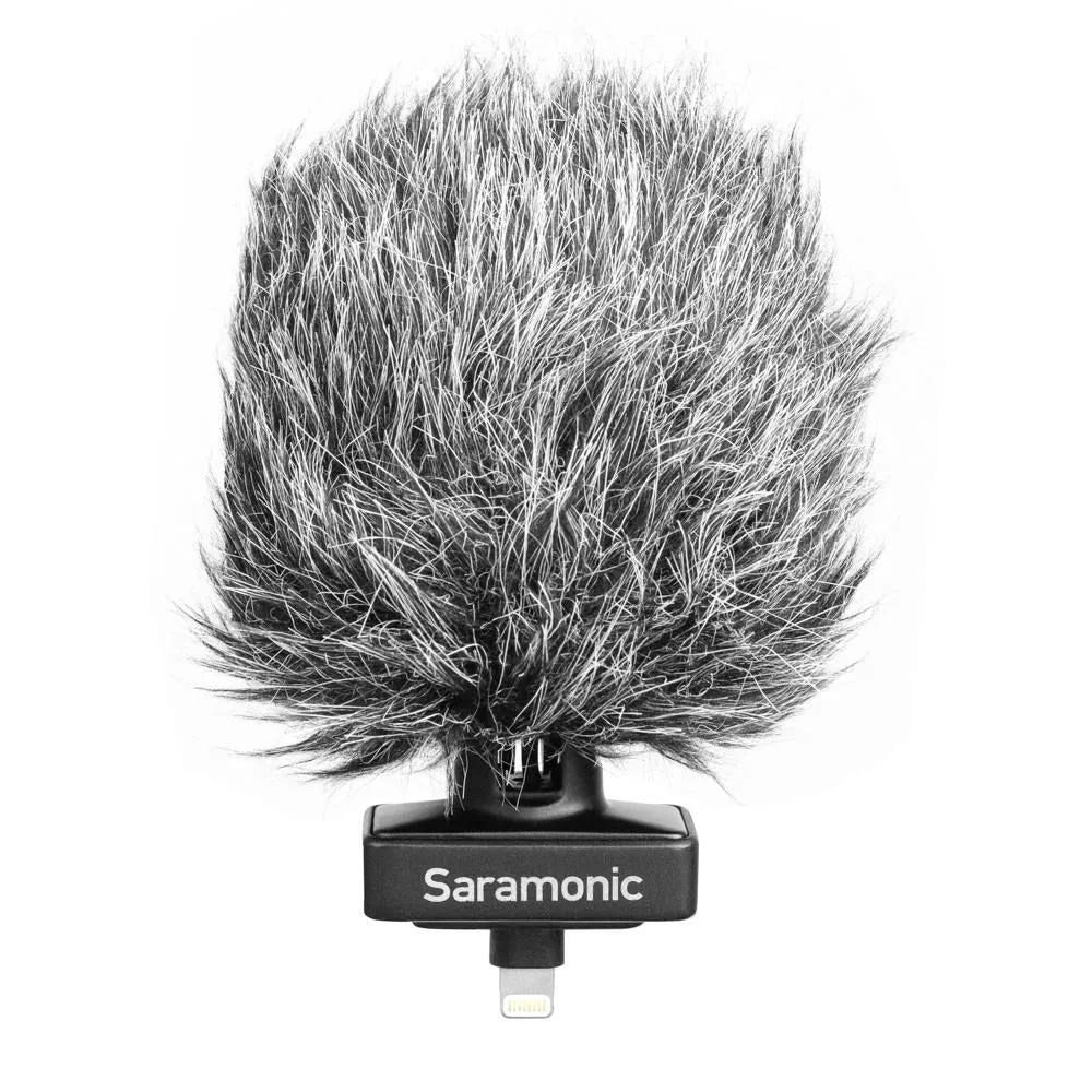 Saramonic SmartMic-Di Stereo Microphone with Lightning Connector for Apple iPhone & iPad with Built-In Headphone Output, Foam & Furry Windscreens