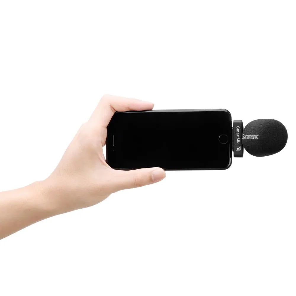 Saramonic SmartMic-Di Stereo Microphone with Lightning Connector for Apple iPhone & iPad with Built-In Headphone Output, Foam & Furry Windscreens