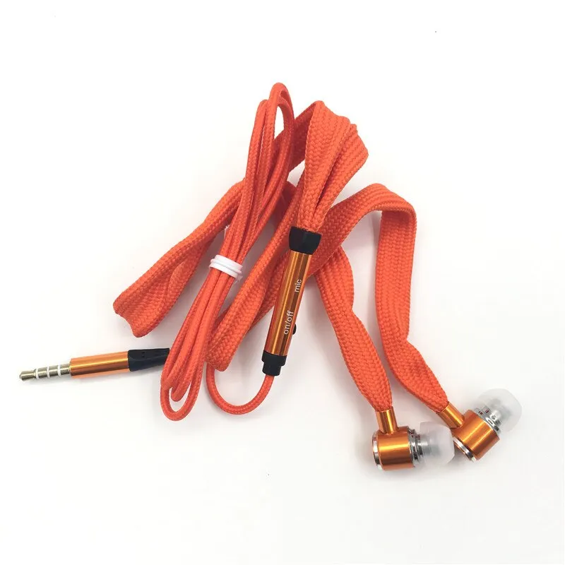 Shoelace Earphones Super Bass Headphones Metal Headset Stereo Earbuds Running Earpieces Sport Handsfree With Mic fone de ouvido