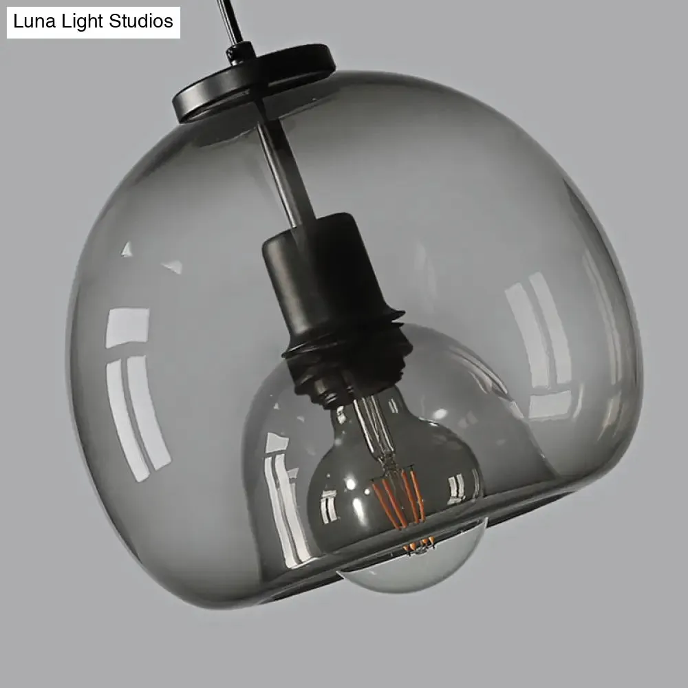 Smoke Grey Double Glass Suspension Pendant - 9 Inch Wide, Modern Style Light Fixture for Bars