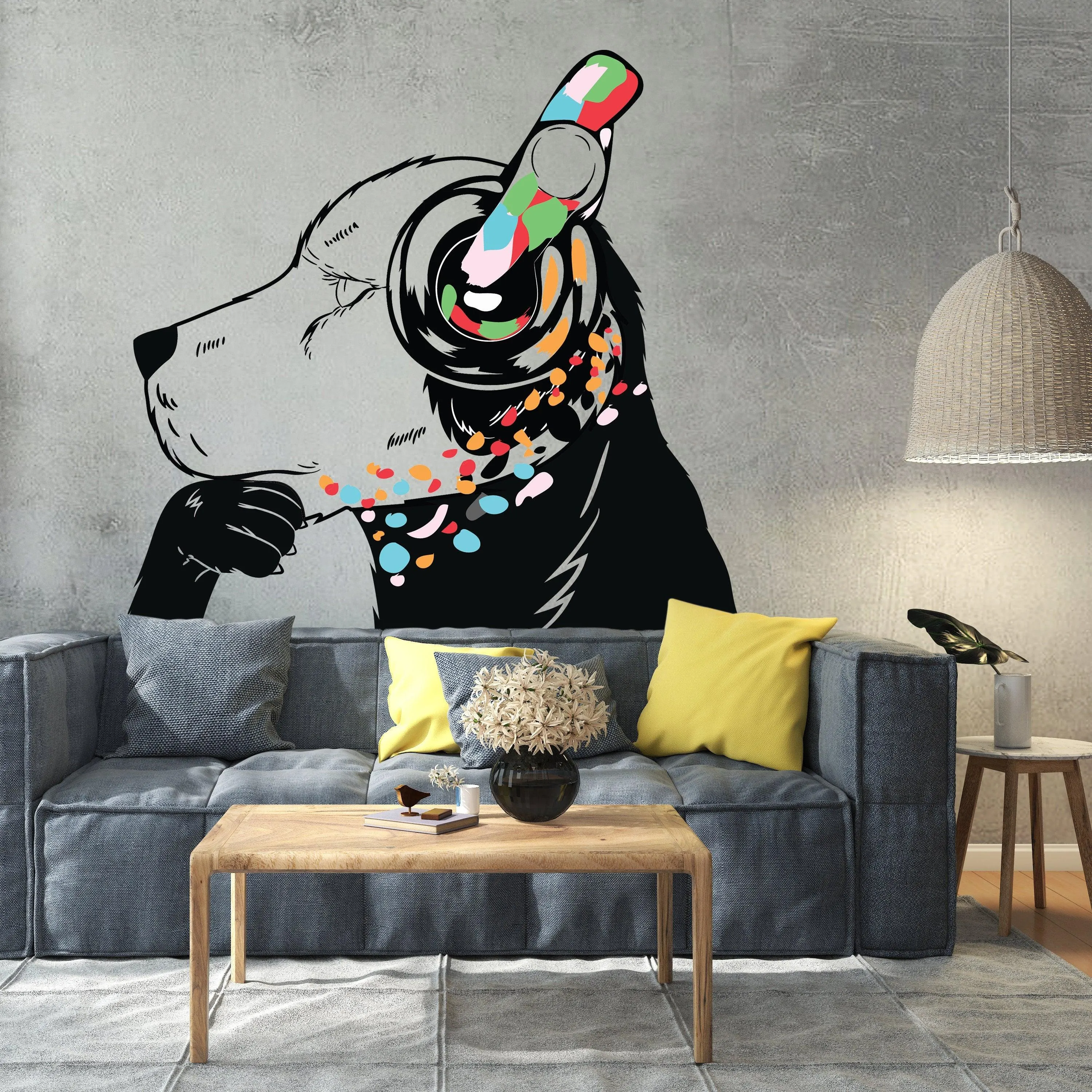 Thinking Dog  Sticker - Inspired by Banksy Art Vinyl Dj Baksy Wall Decal