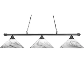 Toltec Lighting Oxford 3-Light Bar with Onyx Swirl Glass Shades