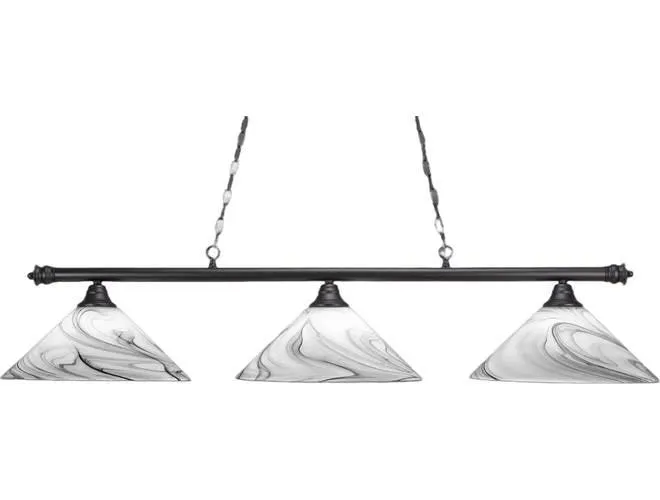 Toltec Lighting Oxford 3-Light Bar with Onyx Swirl Glass Shades
