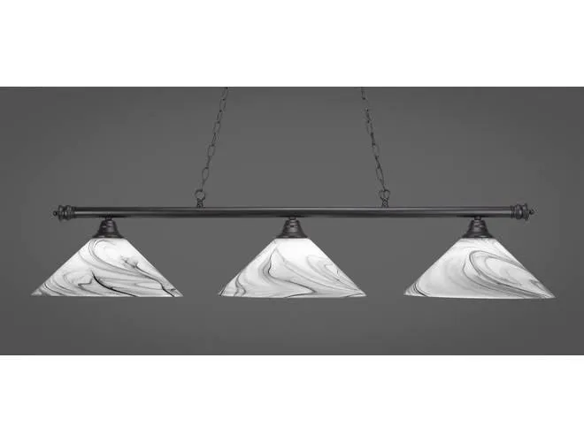 Toltec Lighting Oxford 3-Light Bar with Onyx Swirl Glass Shades