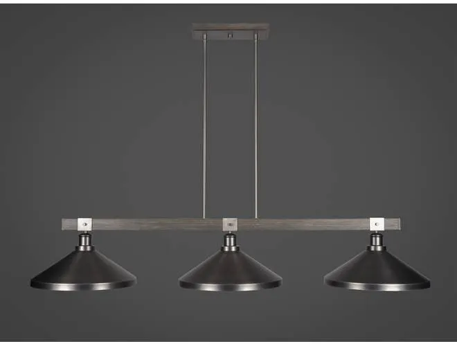 Toltec Lighting Tacoma 3-Light with Graphite Metal Shades