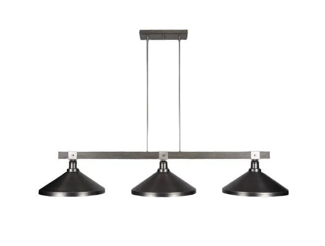 Toltec Lighting Tacoma 3-Light with Graphite Metal Shades