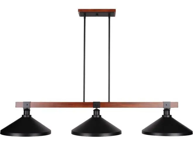 Toltec Lighting Tacoma 3-Light with Matte Black Metal Shades