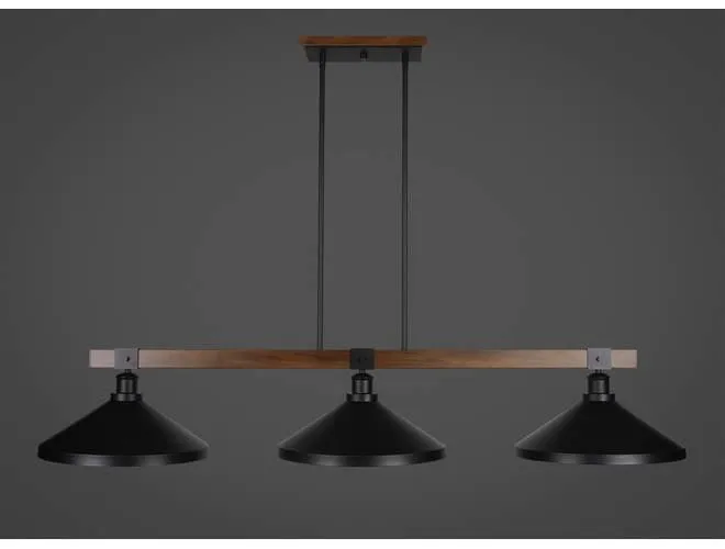 Toltec Lighting Tacoma 3-Light with Matte Black Metal Shades