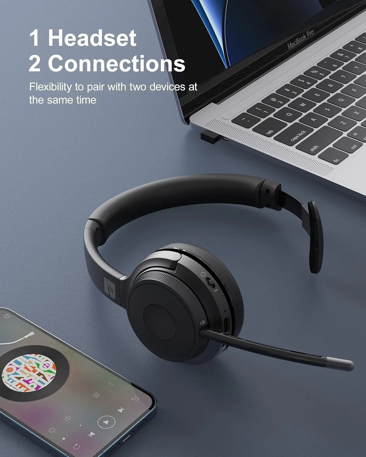 Trucker Bluetooth Headset - ENC Noise Cancelling, Mute Button Mic, V5.0, Handsfree - Driving/Business/Office