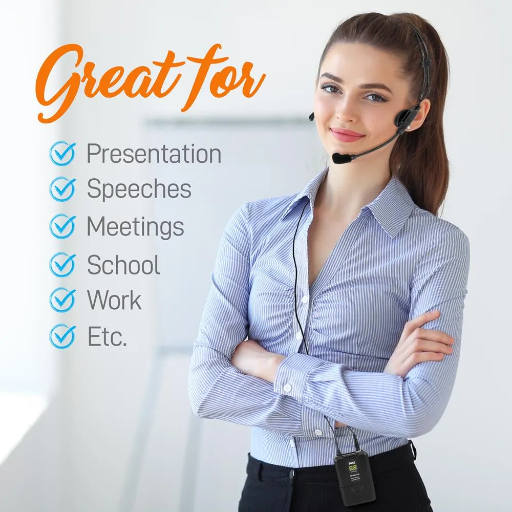 Uhf Wireless Microphone System Kit, Includes Handheld Mic, Headset Mic, Lavalier Mic & Beltpack