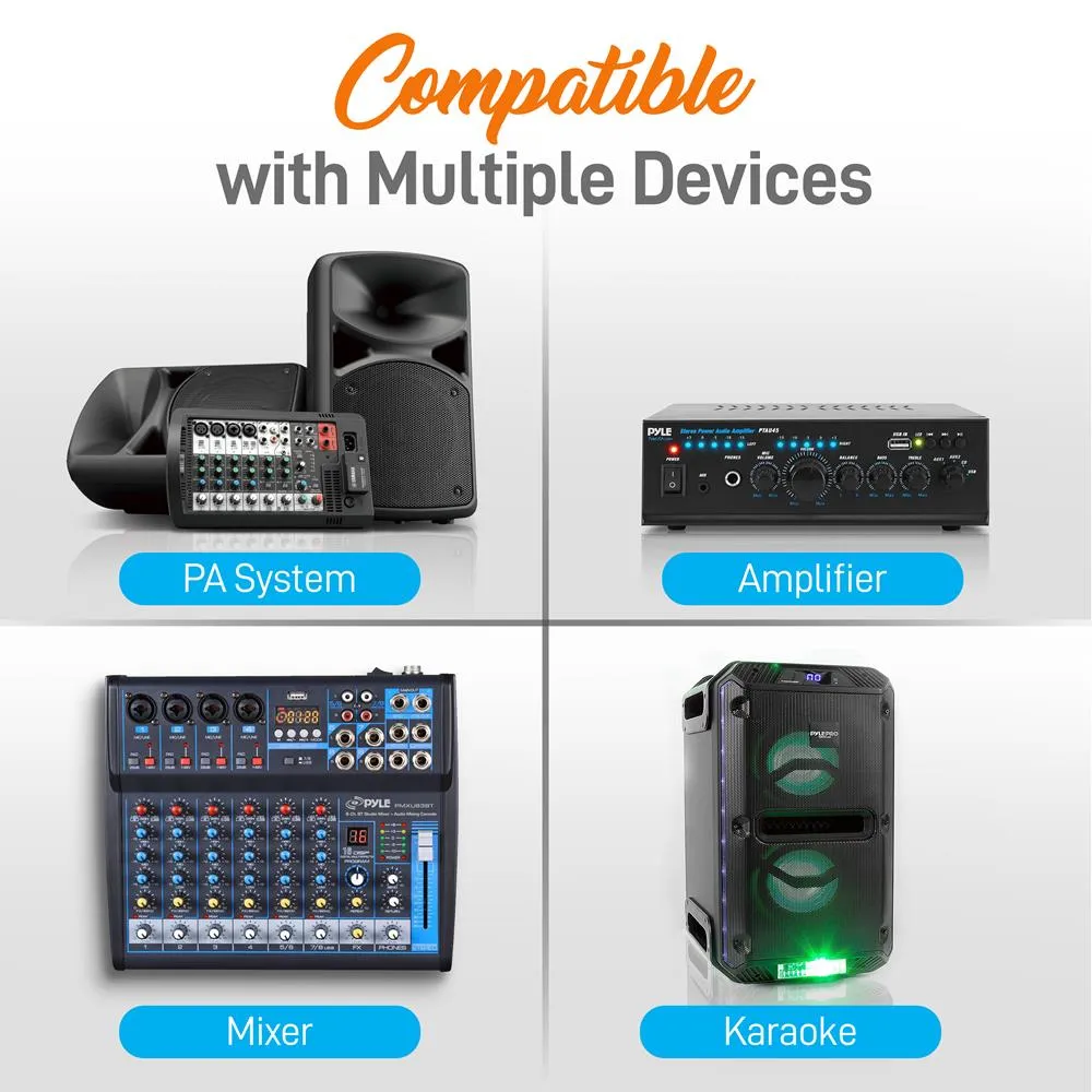 Uhf Wireless Microphone System Kit, Includes Handheld Mic, Headset Mic, Lavalier Mic & Beltpack