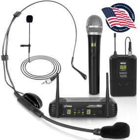 Uhf Wireless Microphone System Kit, Includes Handheld Mic, Headset Mic, Lavalier Mic & Beltpack