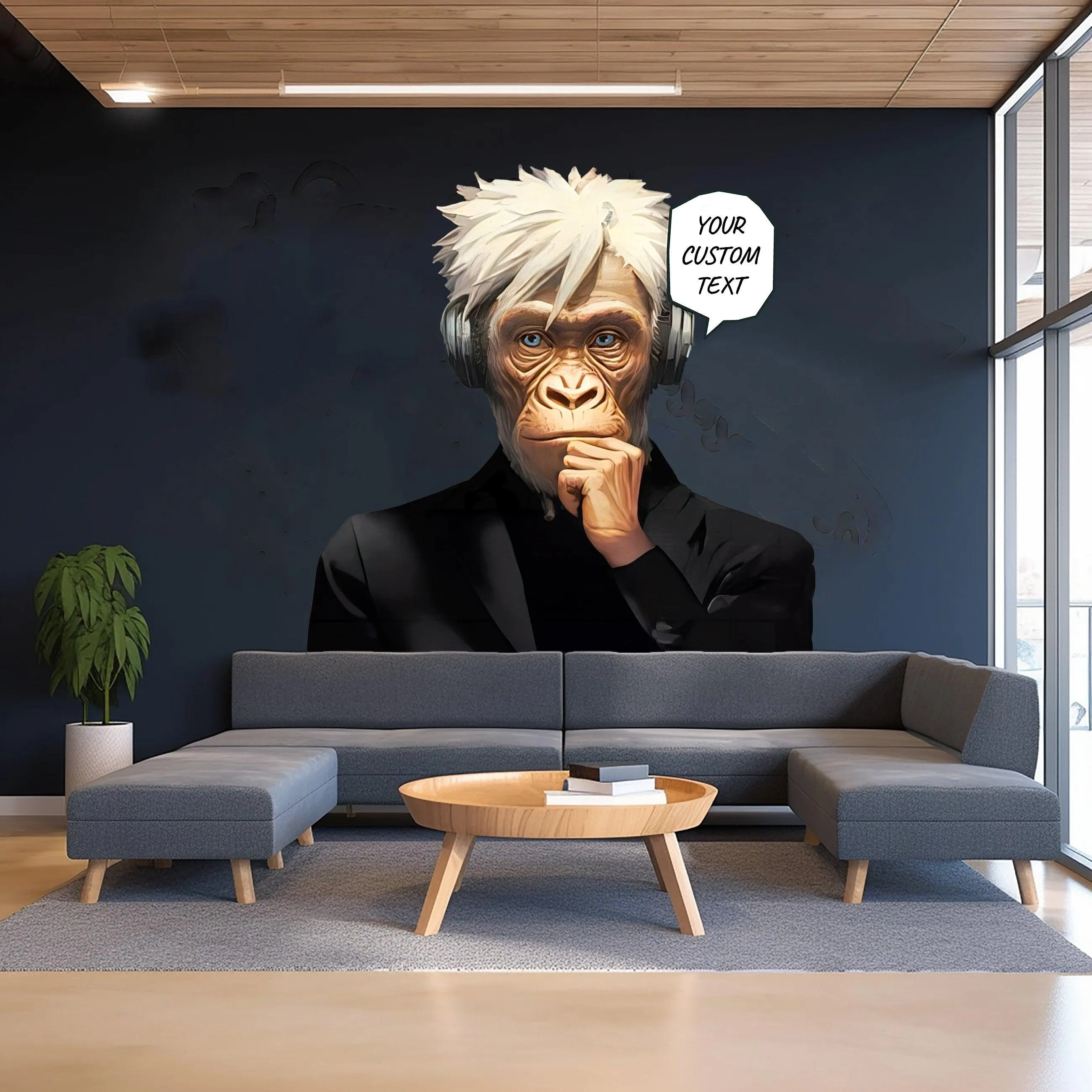 Wise Thinking Monkey Sticker - DJ Chimp in Headphones Wall Decal