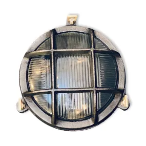 Wroxham ~ Pewter Cast Iron Caged Bulkhead Industrial Wall Light | Ceiling Bathroom | Outdoor Garden | Vintage 1 x Edison Filament Bulb