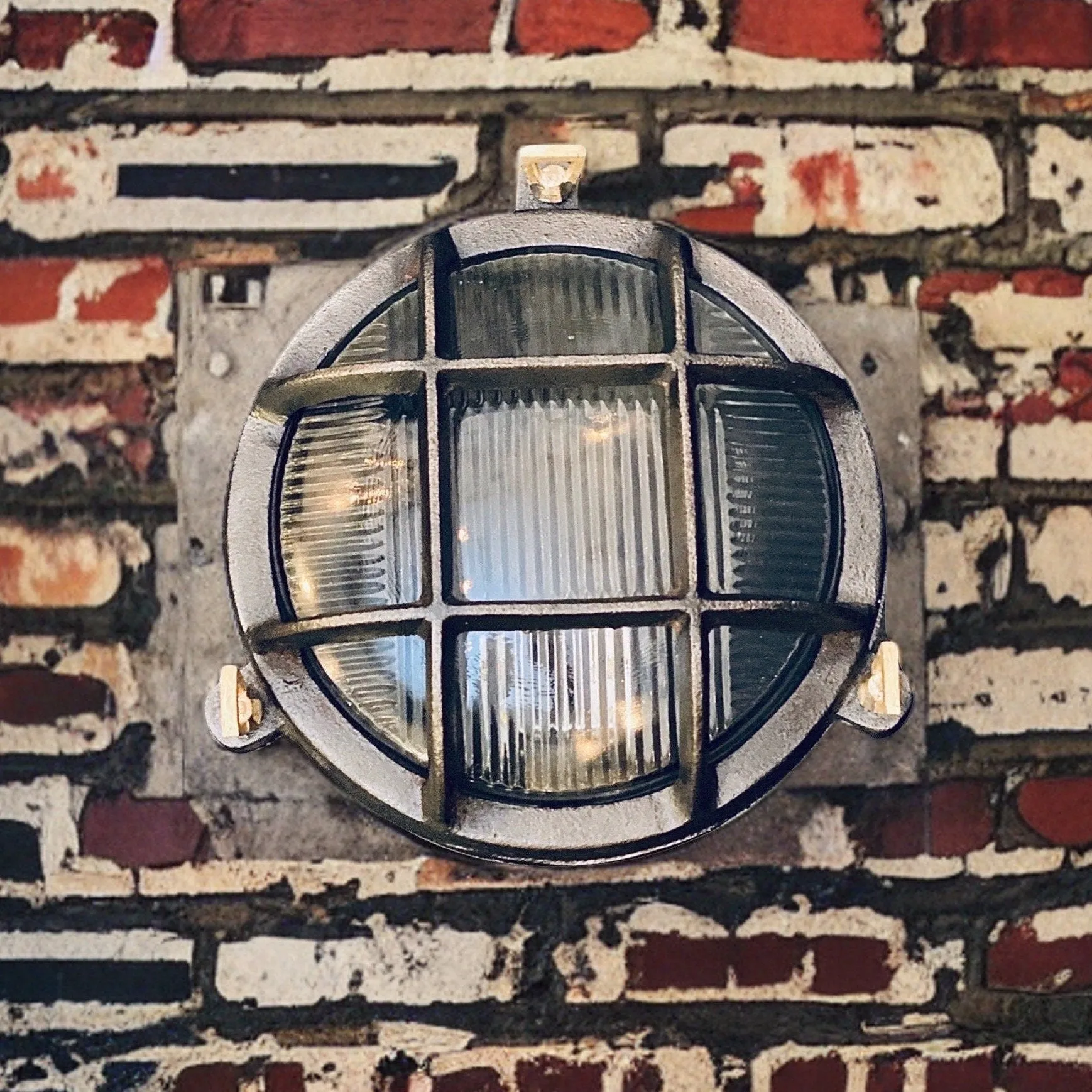 Wroxham ~ Pewter Cast Iron Caged Bulkhead Industrial Wall Light | Ceiling Bathroom | Outdoor Garden | Vintage 1 x Edison Filament Bulb