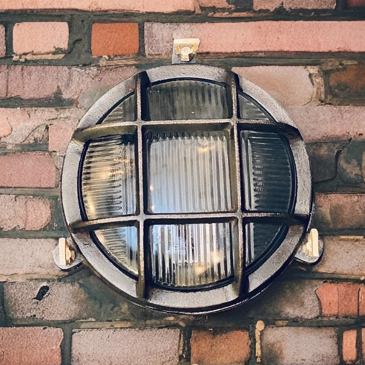 Wroxham ~ Pewter Cast Iron Caged Bulkhead Industrial Wall Light | Ceiling Bathroom | Outdoor Garden | Vintage 1 x Edison Filament Bulb
