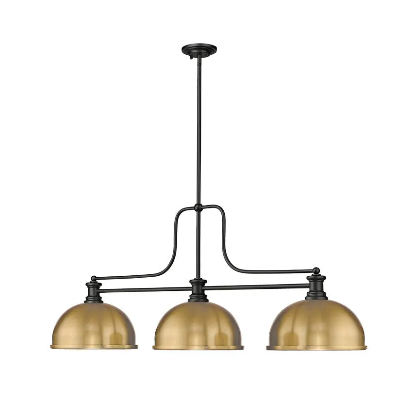 Z-Lite Melange Matte Black with Heritage Brass Dome Shade