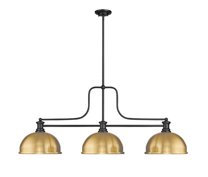 Z-Lite Melange Matte Black with Heritage Brass Dome Shade