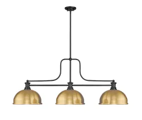 Z-Lite Melange Matte Black with Heritage Brass Dome Shade