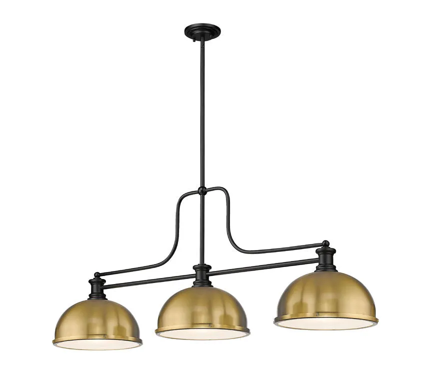 Z-Lite Melange Matte Black with Heritage Brass Dome Shade