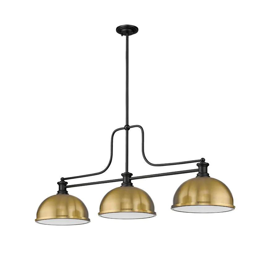 Z-Lite Melange Matte Black with Heritage Brass Dome Shade
