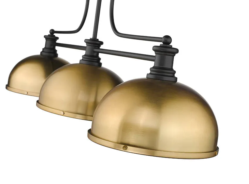 Z-Lite Melange Matte Black with Heritage Brass Dome Shade